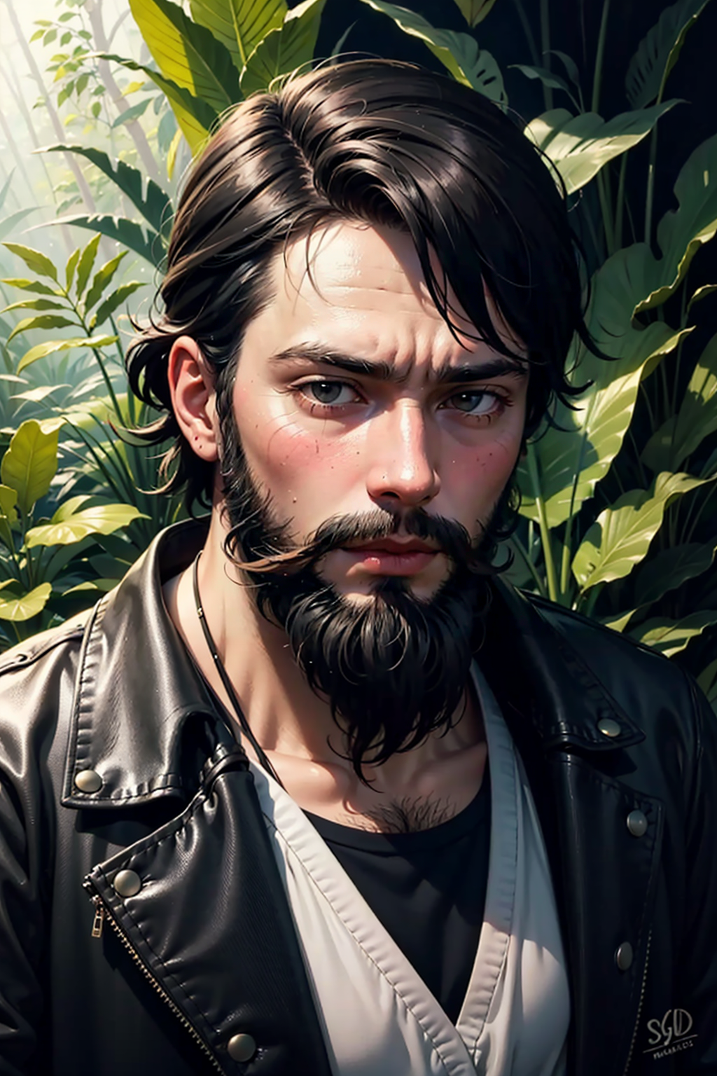 01943-3767874398-Masterpiece, award winning portrait of a bearded hipster explorer in a Jungle by Syd Mead, cold color palette, muted colors, det.png
